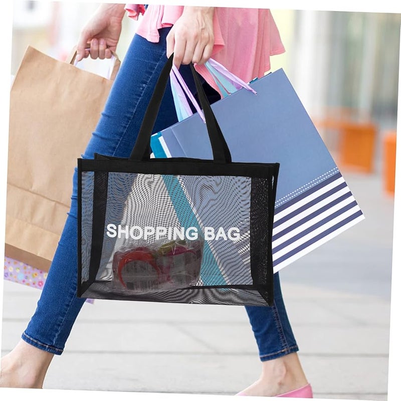 Lightweight Nylon Tote Bag For Travel Cosmetics Beach Toys Black Crossbody Handbag - Image 3